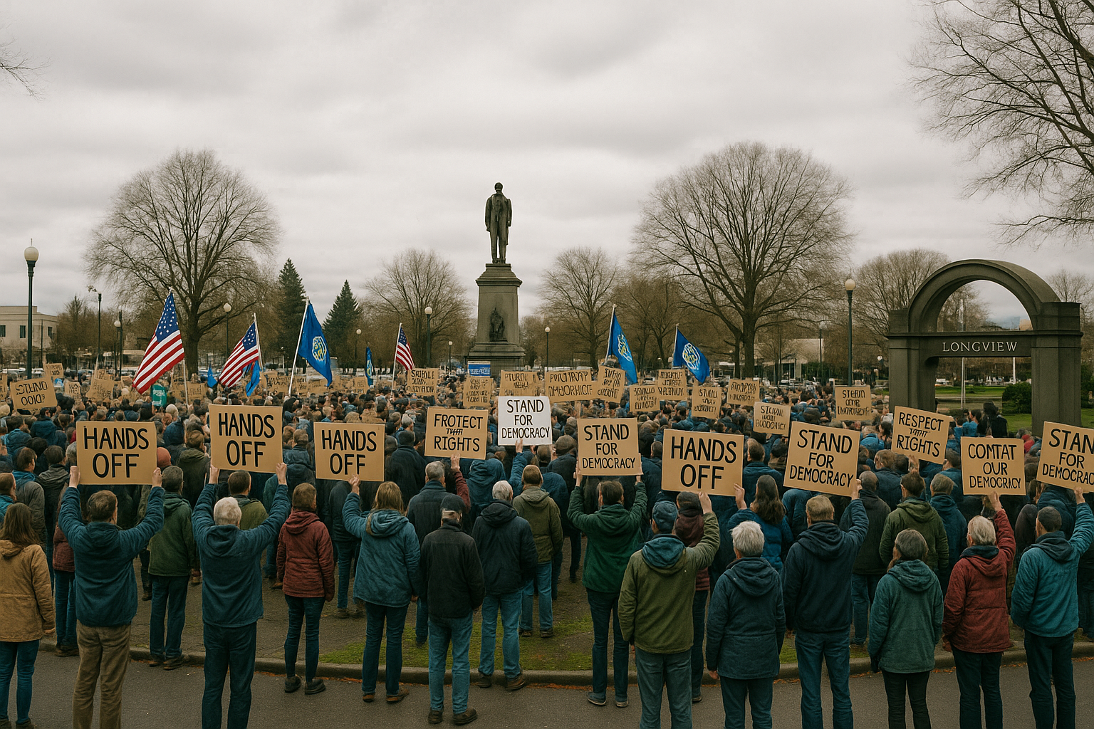 Cascade Forward recounts April 5 ‘Hands Off!’ protest in Longview as part of national 50501 mobilization