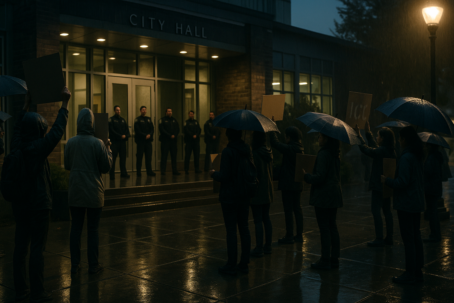 Portland City Hall protest over ICE facility permit ends with removals and reported pepper spray use