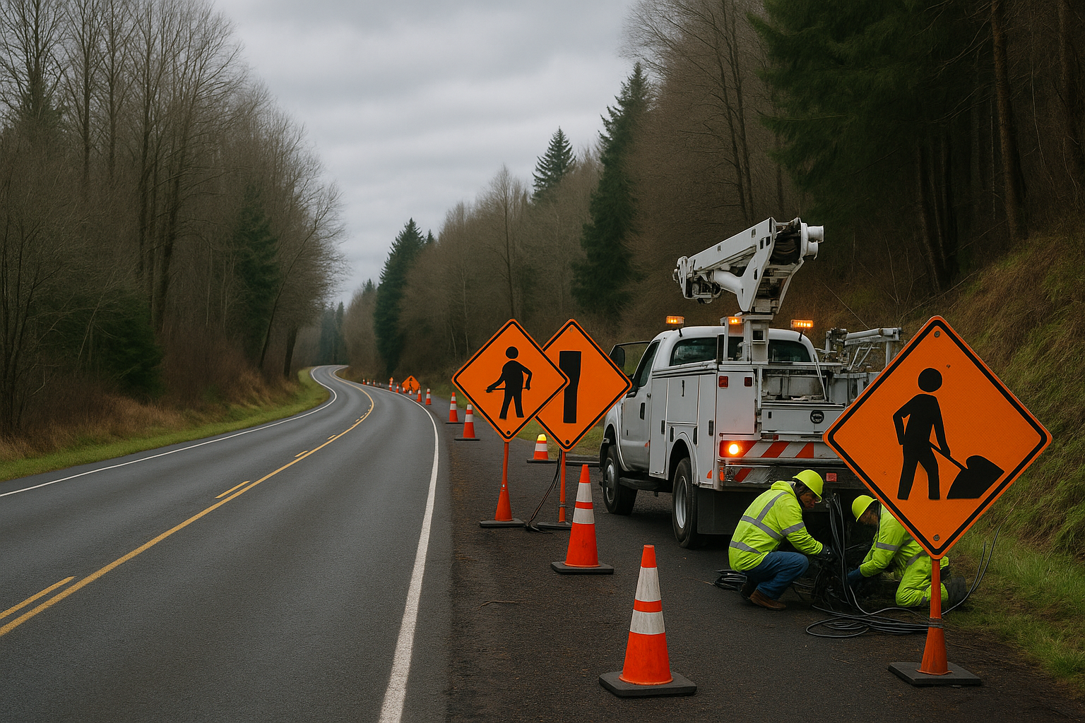 Fiber Optic Work Causes Delays on SR 409 Near Cathlamet