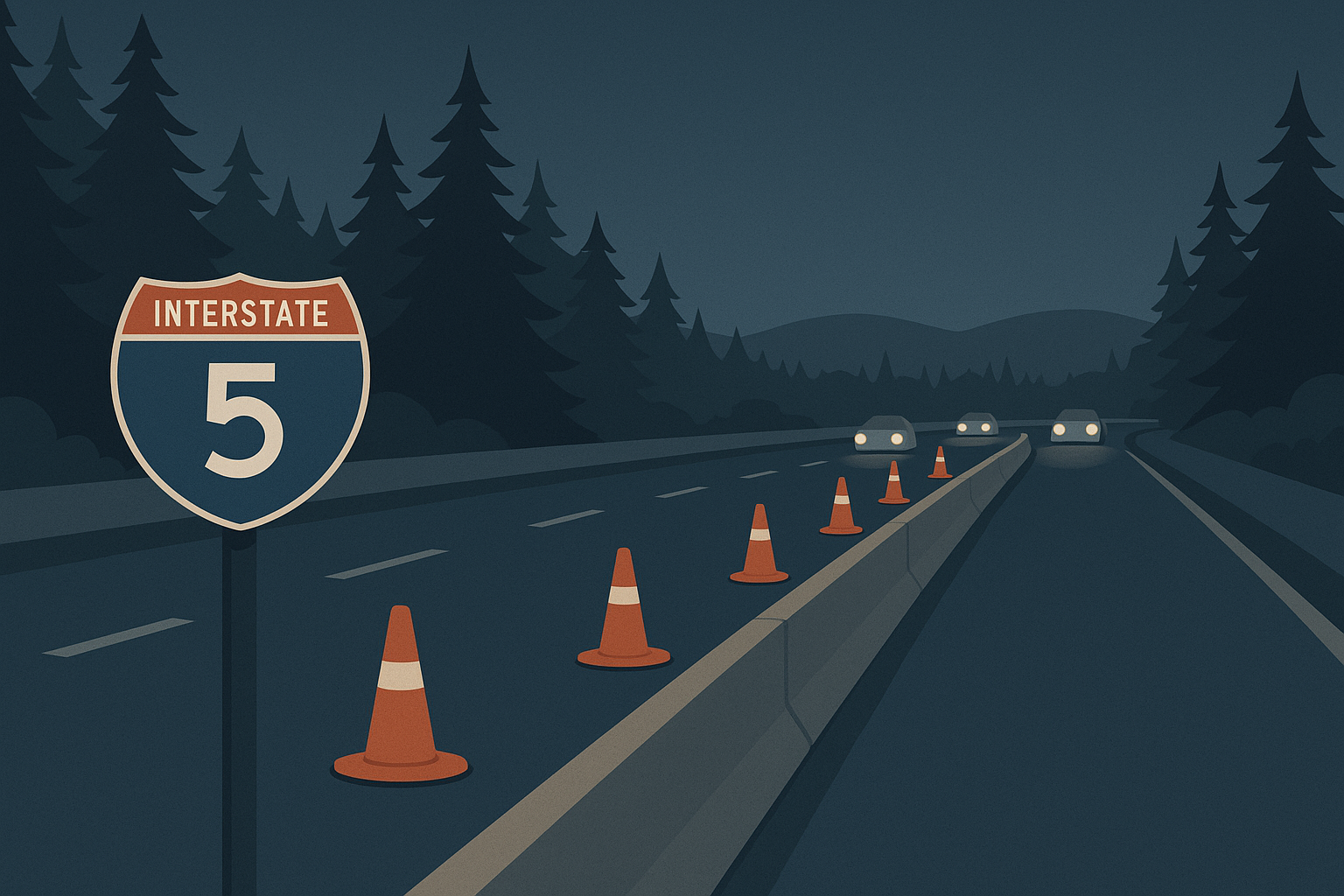 WSDOT Schedules Overnight Lane Closure on Northbound I‑5 Near Toledo for Barrier Inspections