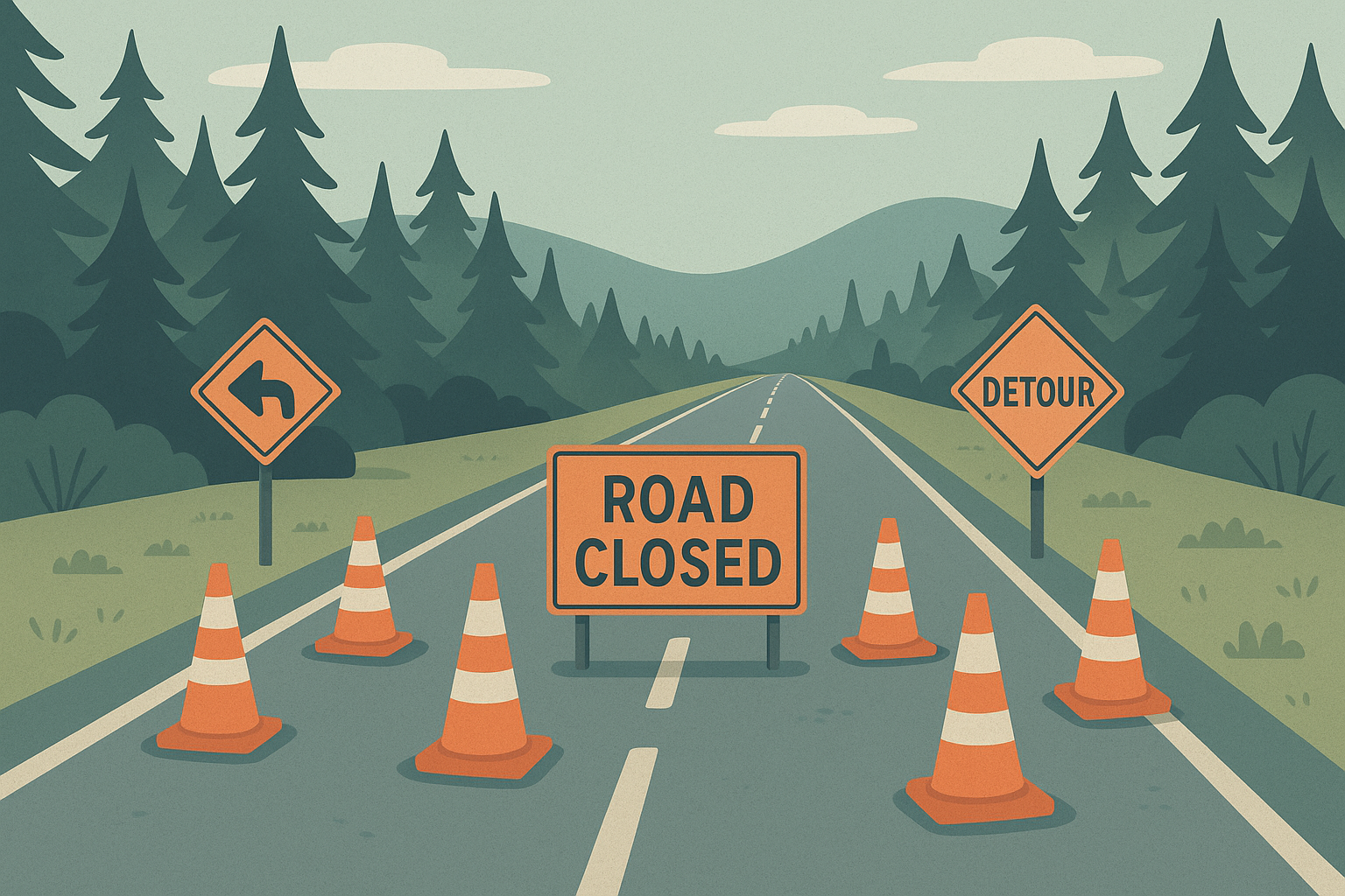 Pacific Avenue North Temporarily Closed for Drainage Repair Near Headquarters Road